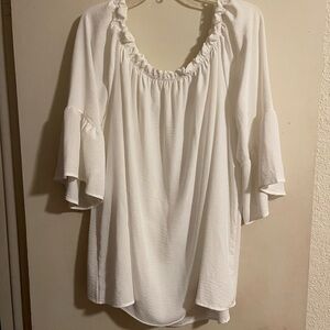 Elegant White Ruffle Blouse by 143 Story by Line up